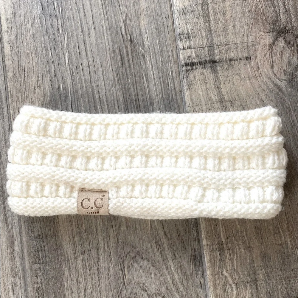 C.C. Kids Ivory Winter Ribbed Headwear